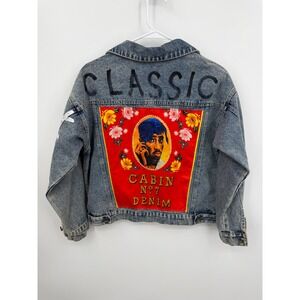 Cabin no. 7 Jiao Ma‎ Hua Tupac Graphic Denim Jacket sz M Blue Custom Urban Art